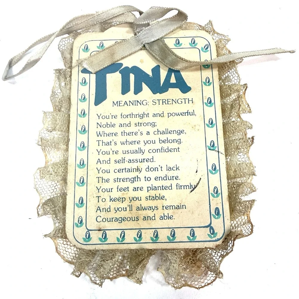 Vintage Tina Name Meaning Refrigerator Magnet Papel Marci G Taiwan Lace Decor